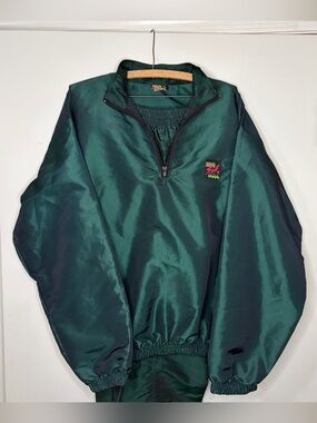 Vtg Surf Style Men’s XL Green Windbreaker Track Suit 3pc 90s Jacket Pants Shorts